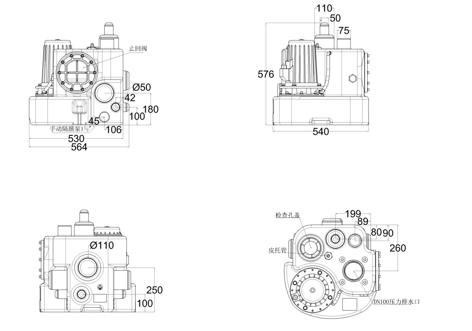 泽德污水提升机 Kompaktboy尺寸图
